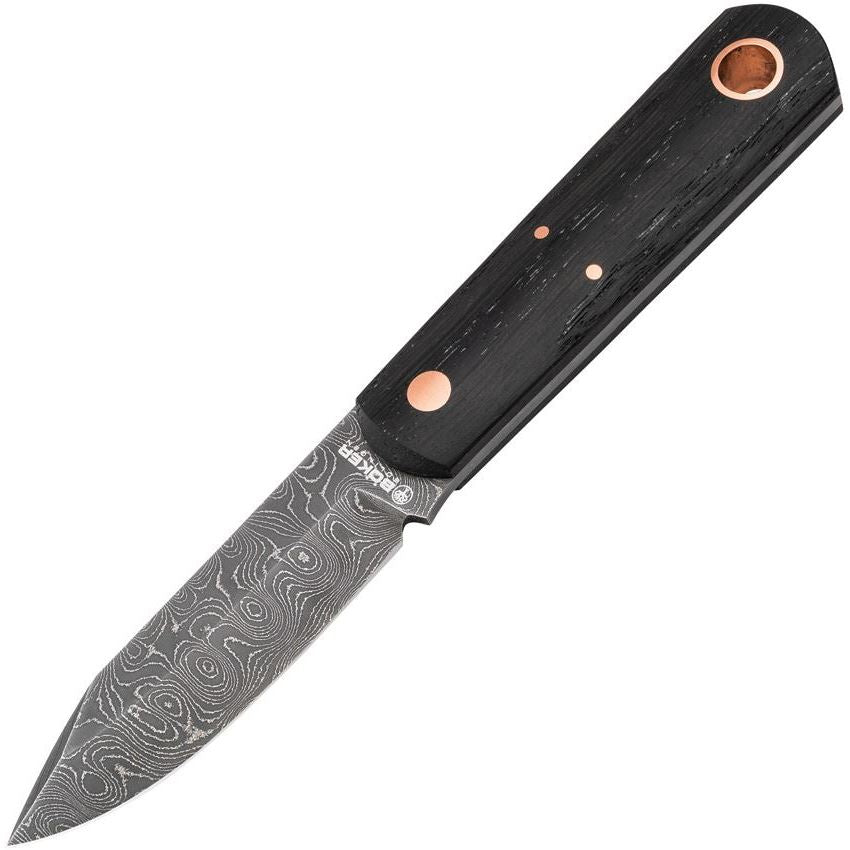 Boker 120508DAM Barlow BFF Damast Fixed Blade Knife Bog Oak Handles