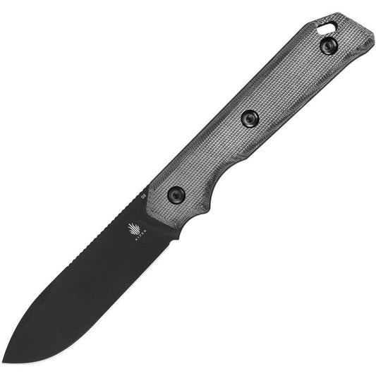 Kizer 1045C1 Begleiter Black Powder Coated Fixed Blade Knife Black Handles