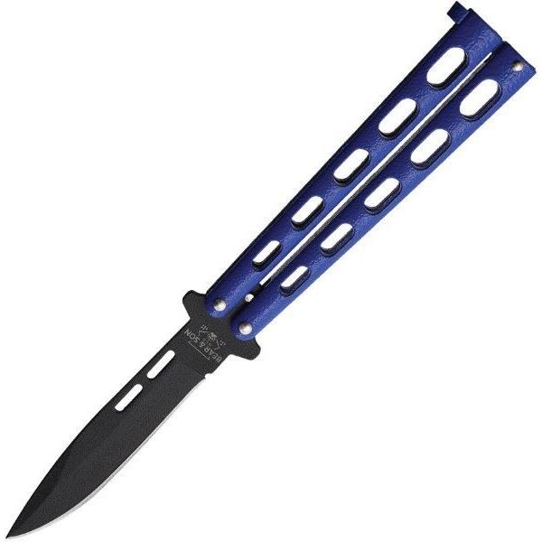 Bear & Son 115BL Butterfly Black Knife Blue Handles