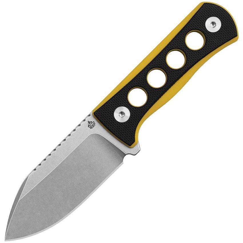 QSP 141A1 Canary Neck Stonewash Fixed Blade Knife Black/Yellow Handles