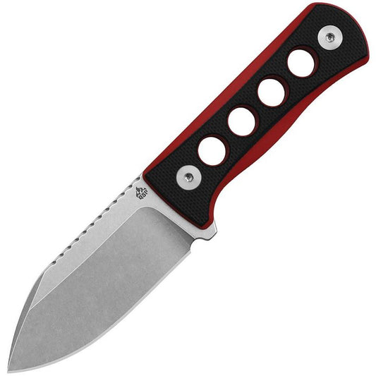 QSP 141B1 Canary Neck Stonewash Fixed Blade Knife Black/Red Handles