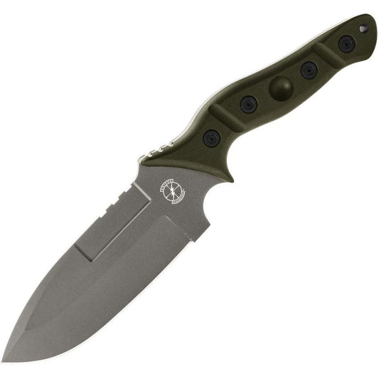 Sniper Bladeworks MAMUODGS Mamu Satin Fixed Blade Knife OD Green Handles