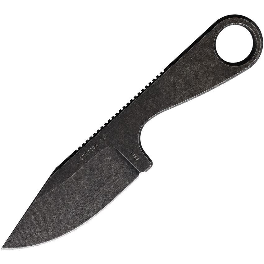 Station IX 007 Trail Ultra one Piece Black Fixed Blade Knife Black Handles