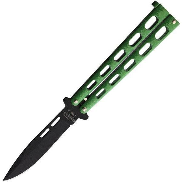 Bear & Son 115GR Butterfly Black Knife Green Handles