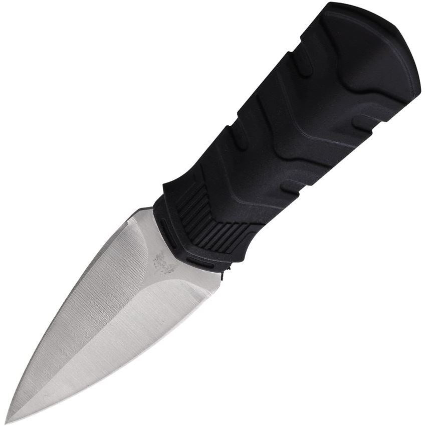 Combat Ready 378 Neck Satin Fixed Blade Knife Black Handles