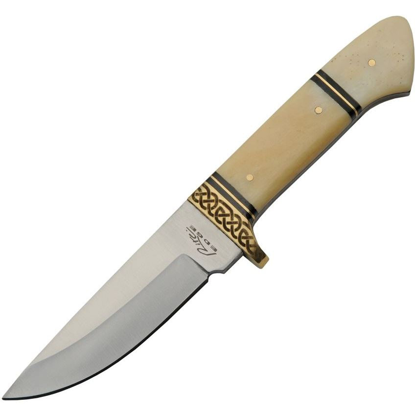 Pakistan 8036 Celtic Satin Fixed Blade Knife White Bone Handles