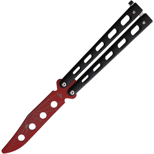 Bear & Son W114BTR Widow Series Butterfly Trainer Red Knife Black Handles