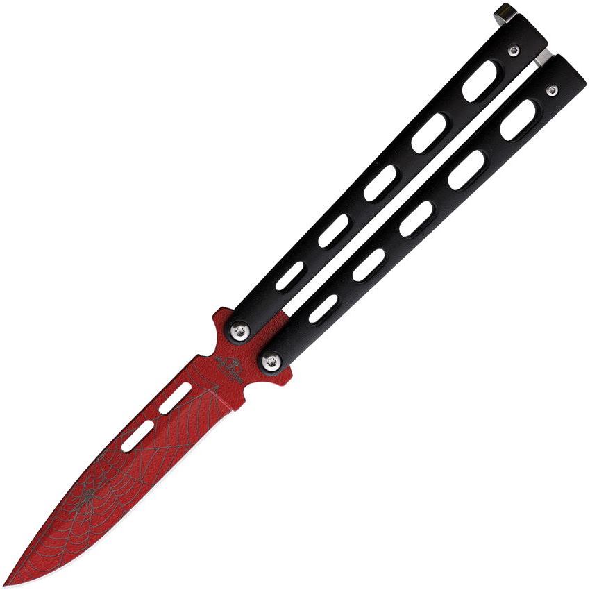 Bear & Son W115B Black Butterfly 1095 Powder Red Knife Black Handles