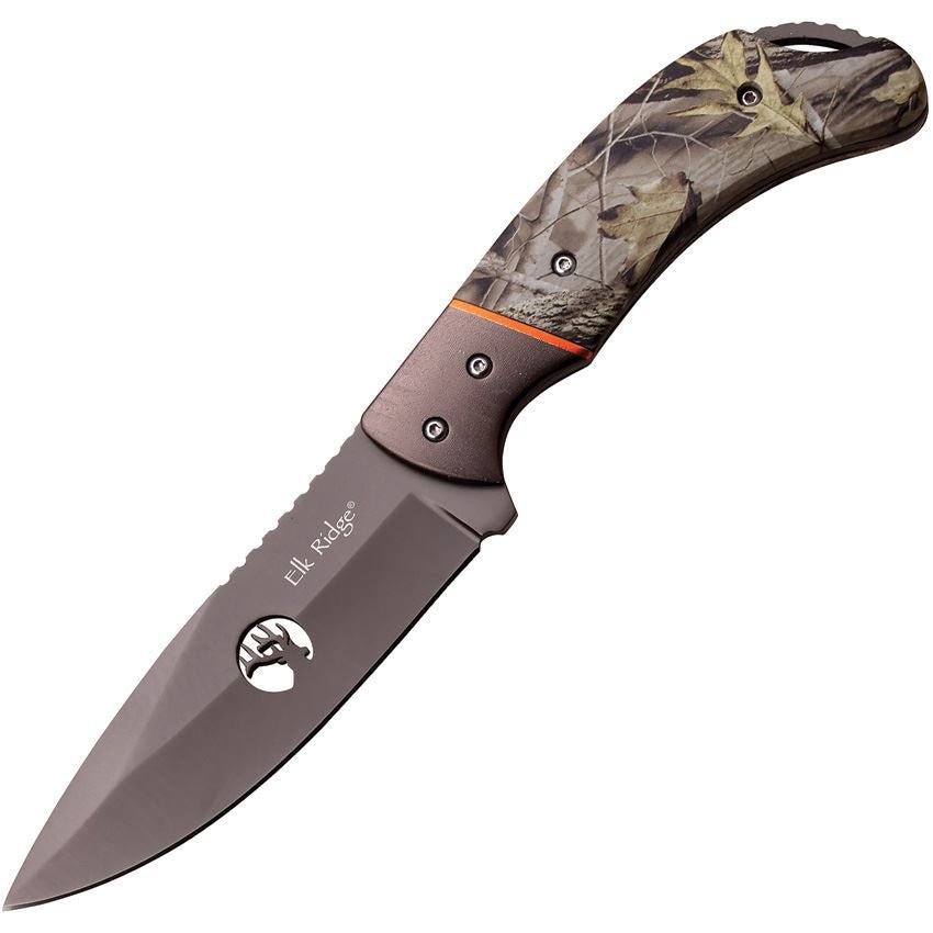 Elk Ridge 554CA Gray Titanium Fixed Blade Fixed Blade Knife Camo Handles