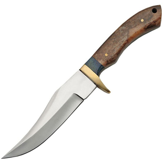 Rite Edge 8012 Skinner Satin Fixed Blade Knife Brown Handles