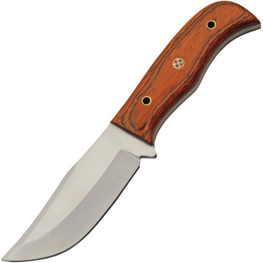 Pakistan 203494 Hunter Mosaic Pin Satin Fixed Blade Knife Brown Handles