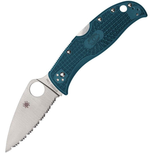 Spyderco 262SBLK390 Leafjumper Lockback Knife Blue Handles