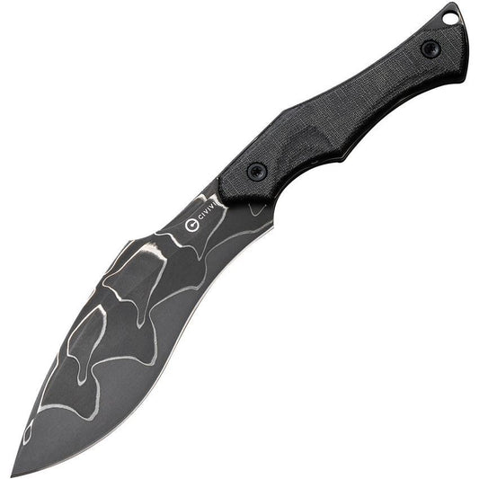 Civivi 047CDS1 Vaquita II Neck Damascus Fixed Blade Knife Black Micarta Handles