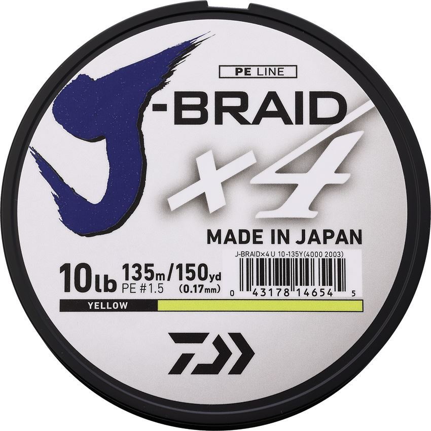 Daiwa JB4U10150FY J-Braid Line 10/150 Yellow