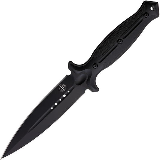 Begg 026 Filoso Black 1095HC Dagger Fixed Blade Knife Black Handles