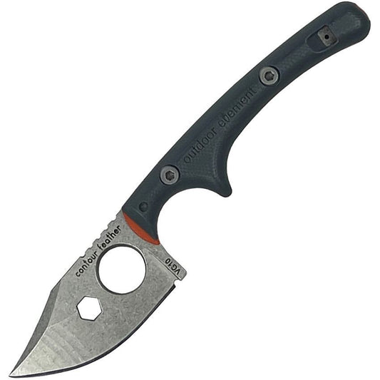 Outdoor Element CFK Contour Feather Stonewash Fixed Blade Knife Gray/Orange Handles