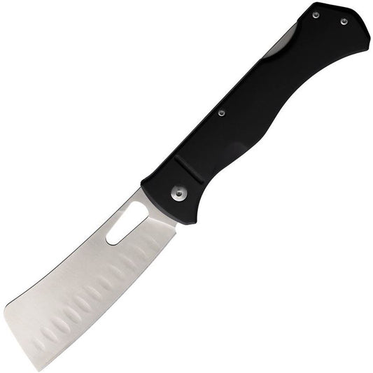 Rough Rider 2537 Large Sous Chef Cleaver Stainless Lockback Knife Black Handles