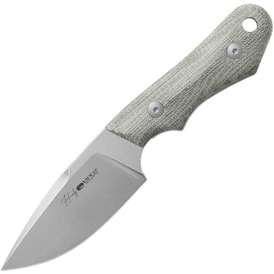 Viper 4040CG Handy Satin Fixed Blade Knife Green Canvas Micarta Handles