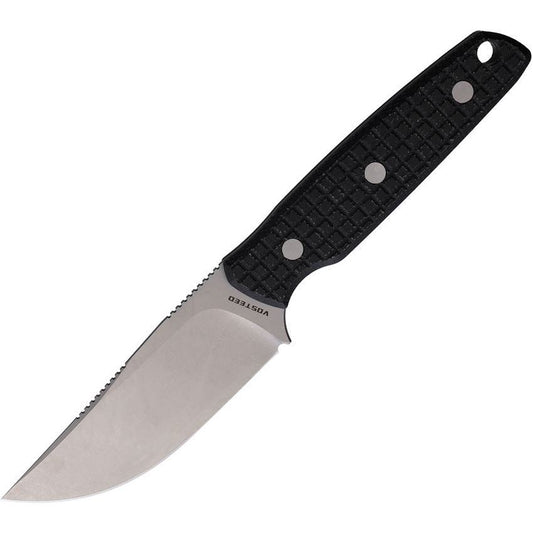 Vosteed D0101 Mink Stonewash Fixed Blade Knife Black Handles