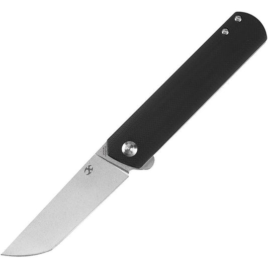 Kansept 2020T10 Foosa Stonewashed Slip Joint Knife Black Handles