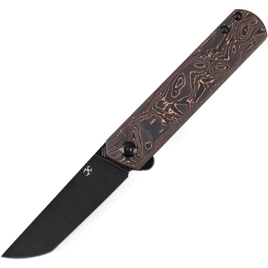 Kansept 2020T3 Foosa Black Stonewashed Slip Joint Knife Copper Foil Handles