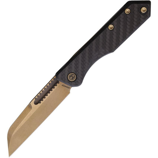 Heretic 0137A Jinn Bronze Stonewashed Slip Joint Knife Carbon Fiber Handles