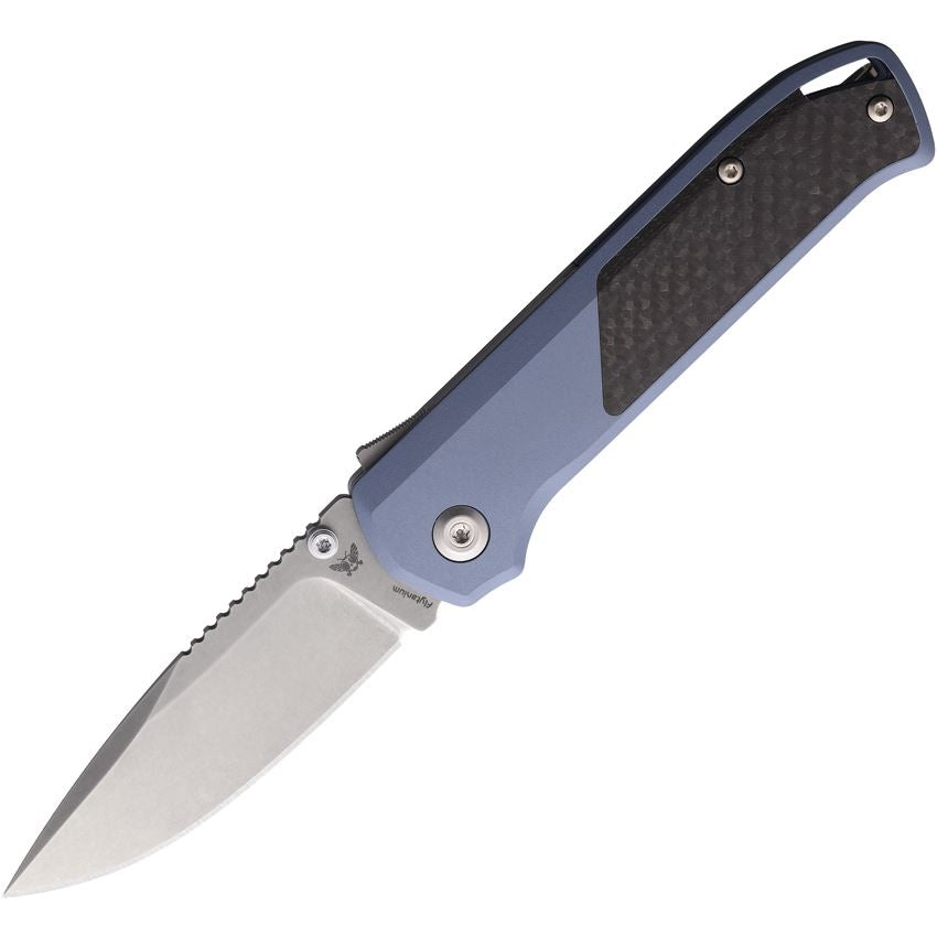 Flytanium 1307 Arcade Stonewashed Shark-Lock Knife Blue Carbon Fiber Handles