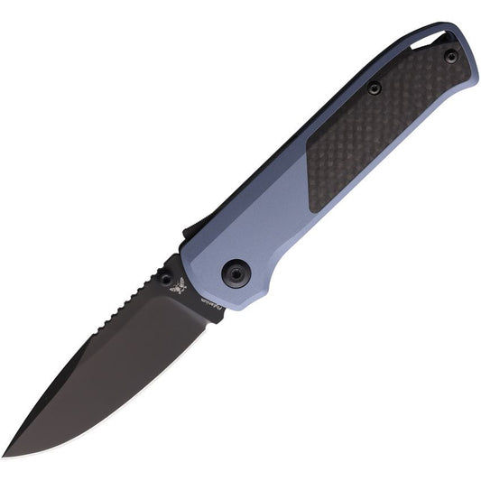 Flytanium 1308 Arcade Black Shark-Lock Knife Blue Carbon Fiber Handles