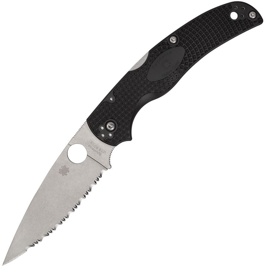 Spyderco 244SBK Native Chief Serrated Lockback Knife Black Handles