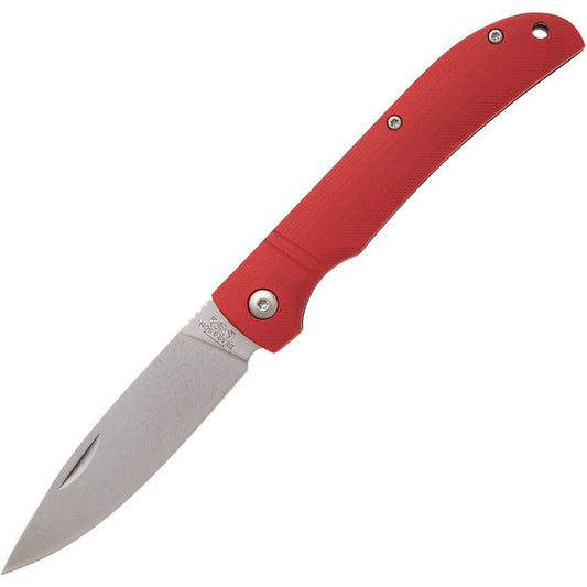 Bear & Son 457GR Drop Point Stonewashed Slip Joint Knife Red Handles