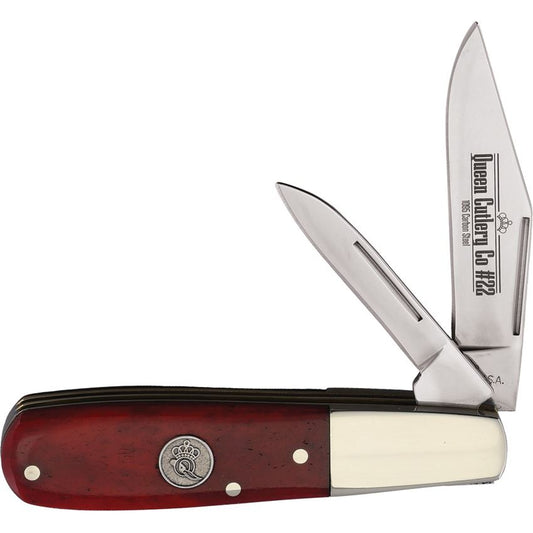 Queen RSB281 Barlow Knife Red Smooth Bone Handles