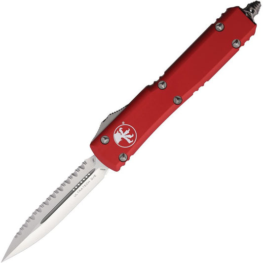 Microtech 1226RD Auto UTX-85 Serrated Double Edge Dagger OTF Knife Red Handles