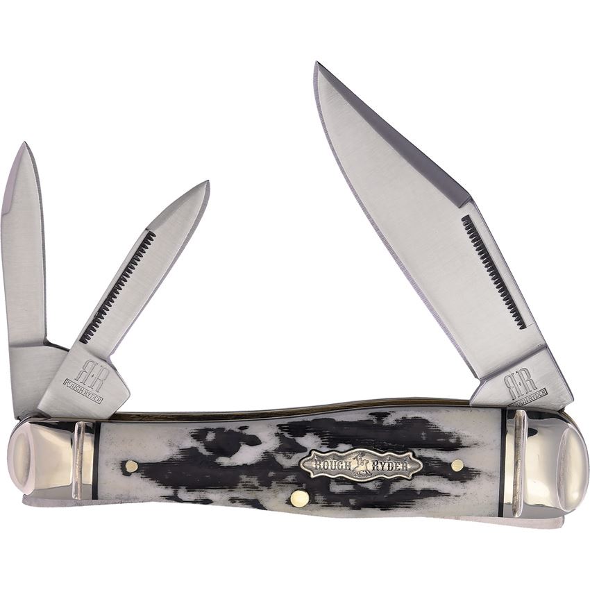 Rough Rider 2574 Whittler Knife Black Stag Bone Handles