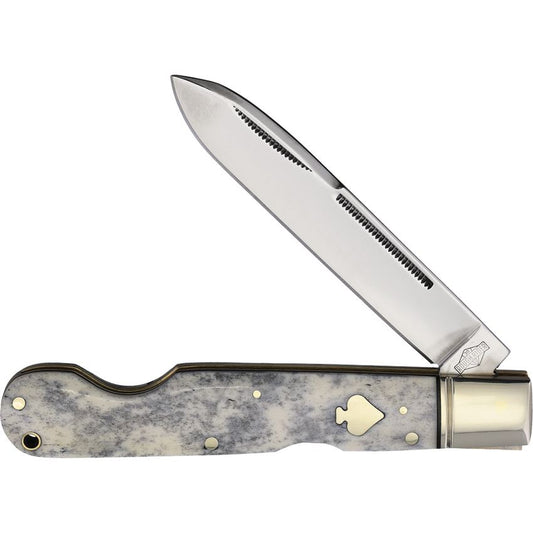 Rough Rider 2482 Easy Open Lockback Knife Gray Handles