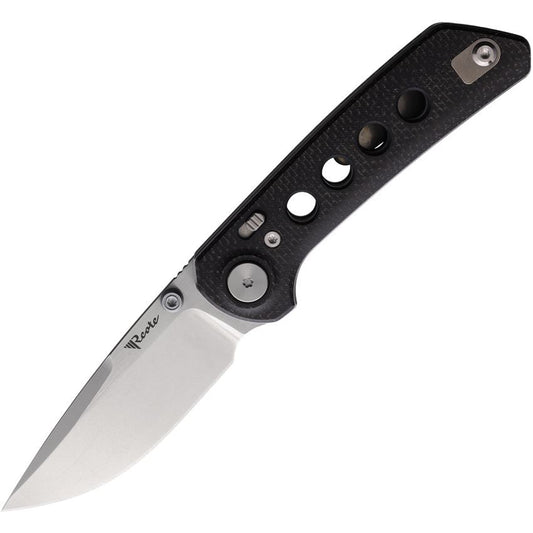 Reate 128 PL-XT Stonewashed Pivot Lock Knife Black Handles