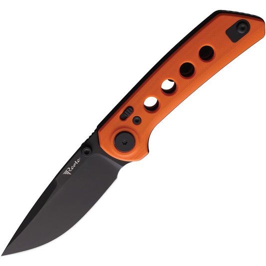 Reate 133 PL-XT Black Pivot Lock Knife Orange Handles