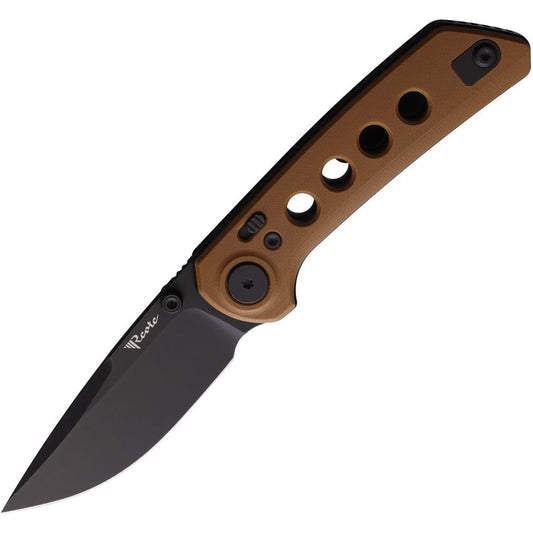 Reate 137 PL-XT Black Pivot Lock Knife Tan Handles