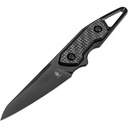 Kizer 1060A2 Groom Black Tanto Fixed Blade Knife Carbon Fiber Handles