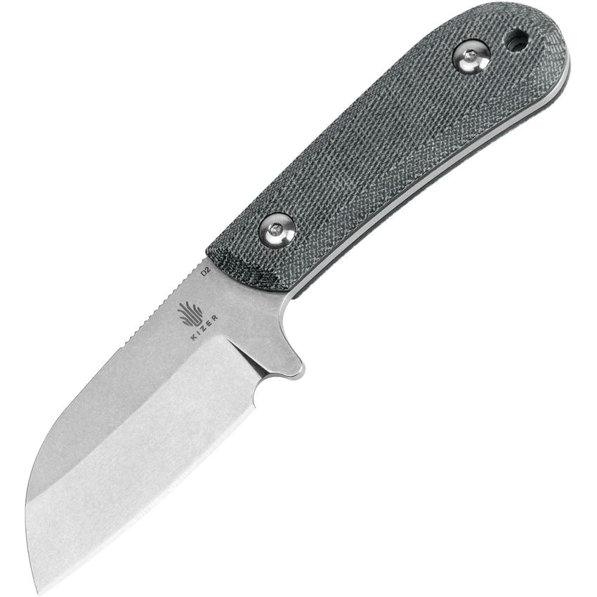 Kizer 1062A1 Deckhand Stonewash Fixed Blade Knife Black Handles