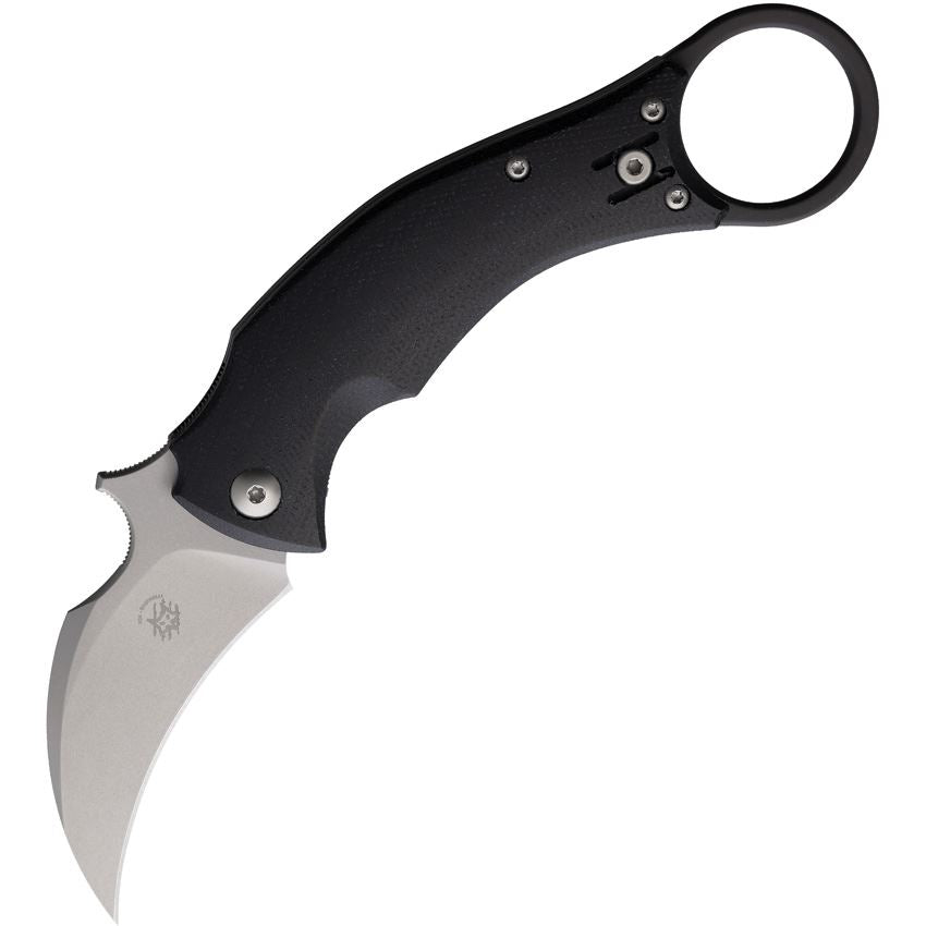 Fox 591MBB Bastinelli BlackBird Stonewash Karambit Knife Black Handles