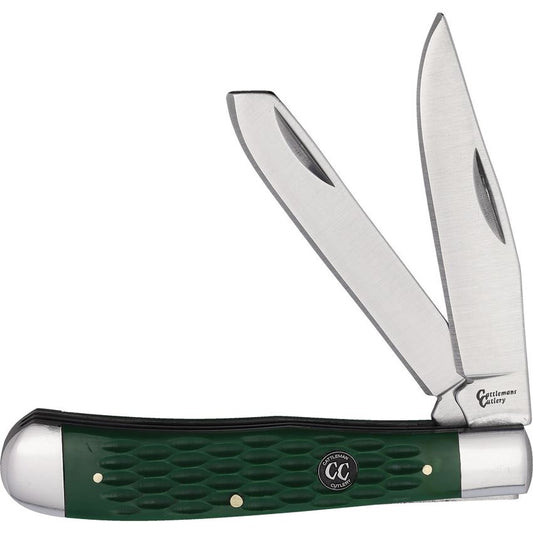 Cattlemans 0002JGD CC Series Trapper Knife Green Handles