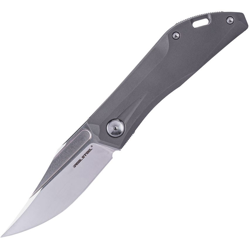 Real Steel 7041 Ventus Stonewash Slip Joint Knife Stonewash Ti Handles