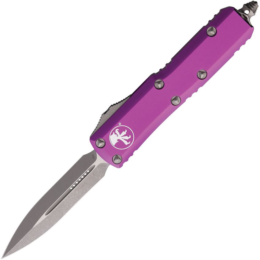 Microtech 23210APVI Auto UTX-85 Apocalyptic Double Edge Dagger OTF Knife Violet Handles