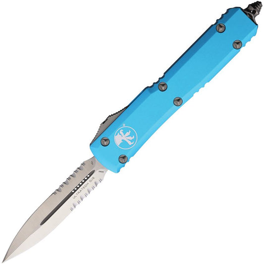 Microtech 1225TQ Auto Ultratech Apocalyptic Part Serrated Double Edge Dagger OTF Knife Turquoise Handles