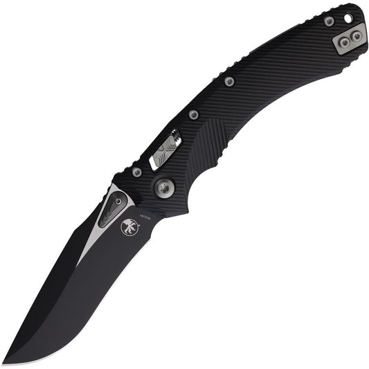 Microtech 16383 Amphibian Serrated Black Stonewash Single Edge Ram-Lok Knife Black Handles