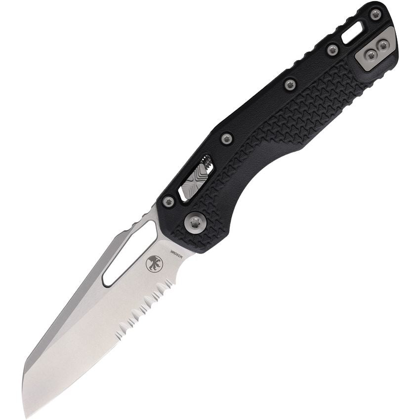 Microtech 210T11PMBK MSI Part Serrated Stonewash Ram-Lock Knife Tri-Grip Black Handles