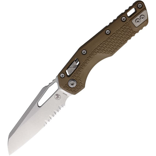 Microtech 210T11PMDE MSI Part Serrated Stonewash Double Edge Ram-Lock Knife Dark Earth Handles