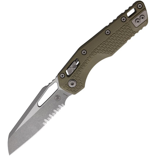 Microtech 210T11APPMOD MSI Part Serrated Apocalyptic Ram-Lok Knife Tri Grip OD Green Handles