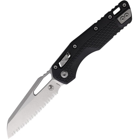 Microtech 210T12PMBK MSI Serrated Stonewash Sheepfoot Ram-Lock Knife Tri Grip Black Handles