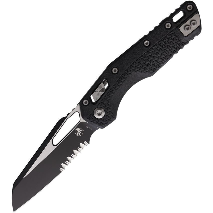 Microtech 210T2PMBK MSI Part Serrated Two-Tone Sheepsfoot Ram-Lok Knife Black Handles